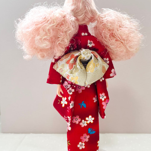 赤桜　　りかちゃんジェニー服　和柄(花ぐるま)＋すずらん柄ロリータ ポスト投函対応】ロリータ NyaNya 桜チャーム付きチェーン 飾り