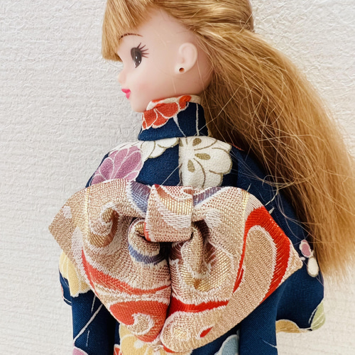 リカちゃん 紺色着物と帯セット 菊 ネイビー その他人形 H's