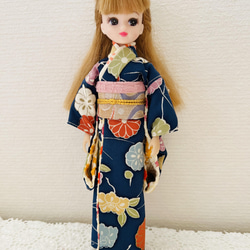 リカちゃん 紺色着物と帯セット 菊 ネイビー その他人形 H's made 通販