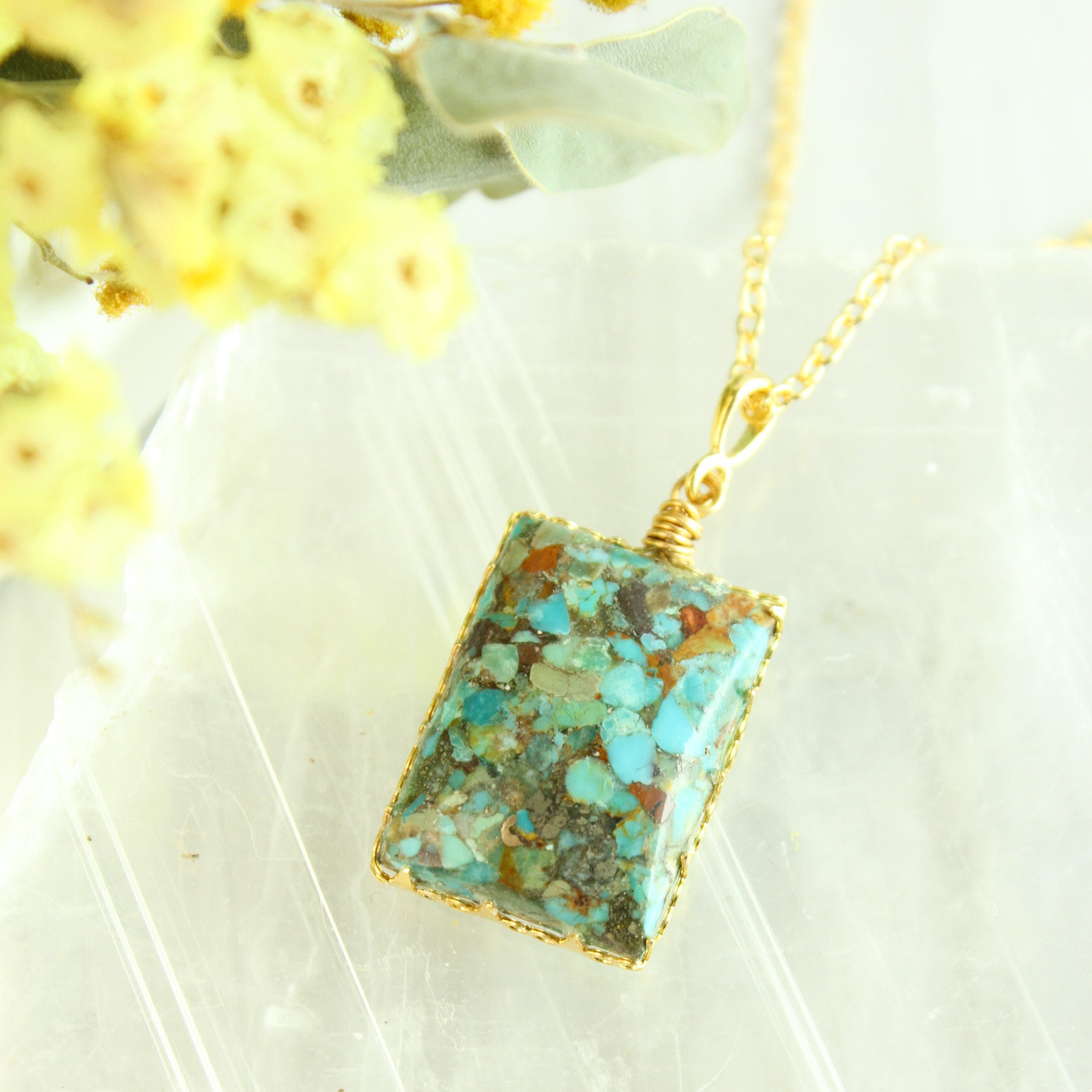 【再販】大粒（20ｍｍ）【スリーピングビューティーターコイズ】モハベ　ベゼルネックレス