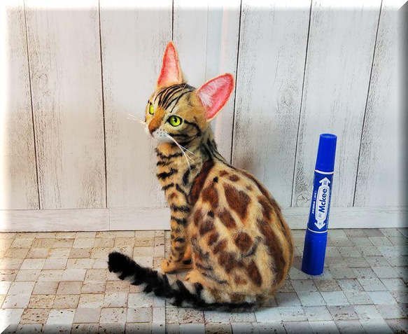 羊毛フェルト　猫(ベンガル) 羊毛フェルト 猫 ベンガル ねこ ネコ 猫フィギュア 羊毛フェルト