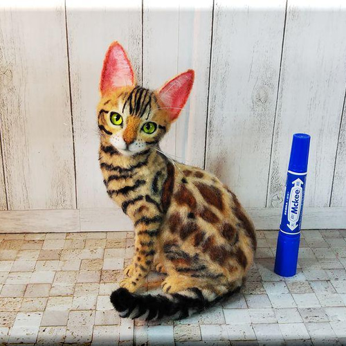 羊毛フェルト 猫 ベンガル ねこ ネコ 猫フィギュア 羊毛フェルト