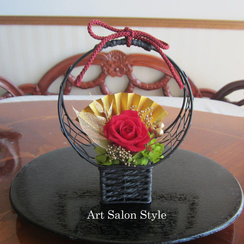 満月花器の和風アレンジメント《プリザーブドフラワー》 敬老の日