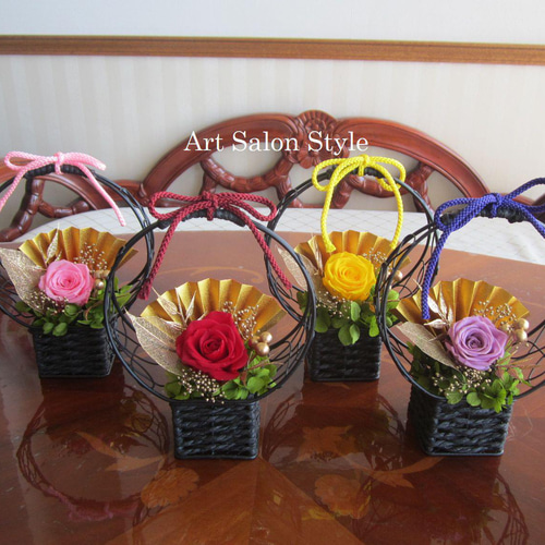 満月花器の和風アレンジメント《プリザーブドフラワー》 敬老の日