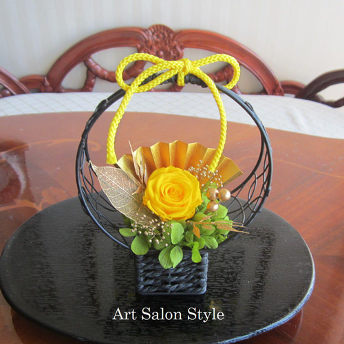 専用  お正月飾りフラワーアレンジメント 満月花器の和風アレンジメント《プリザーブドフラワー》 敬老の日