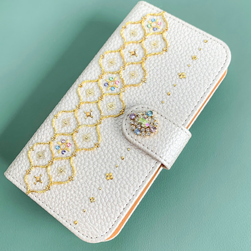 全機種制作可】上品なシャンパンゴールドの手帳型ケース スマホケース