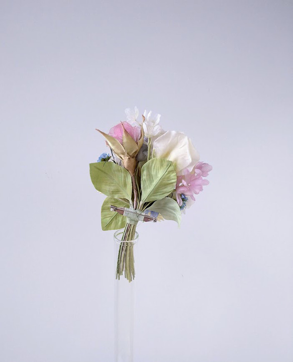 3種のミニ薔薇の花束 * コットン/シルクオーガンジー製 * コサージュ 4枚目の画像