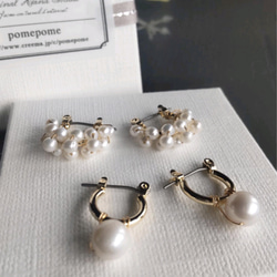 淡水珍珠鈦柱圈耳環或耳環套裝 14kgf/SV925 可用場合儀式入學典禮 第1張的照片