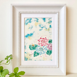 透明水彩画「チューリップの花束」A4ポスター 春 花 ナチュラル