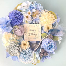 幸せの青い鳥のリース　フラワーアレンジメント　結婚祝い　誕生日祝い　 3枚目の画像