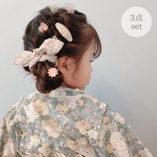 3点set】リバティハンナローズ ヘアアクセセット❀ ヘアクリップ 髪