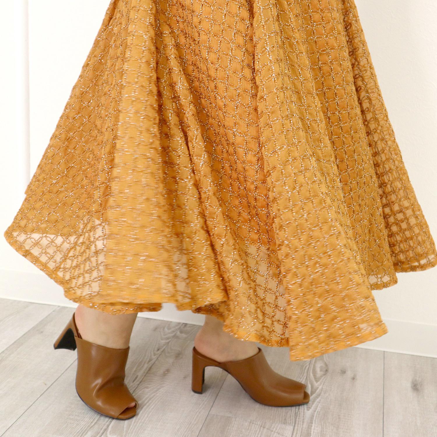 ♡再々入荷♡【丈変更可能】刺繍シフォン切替サーキュラー
