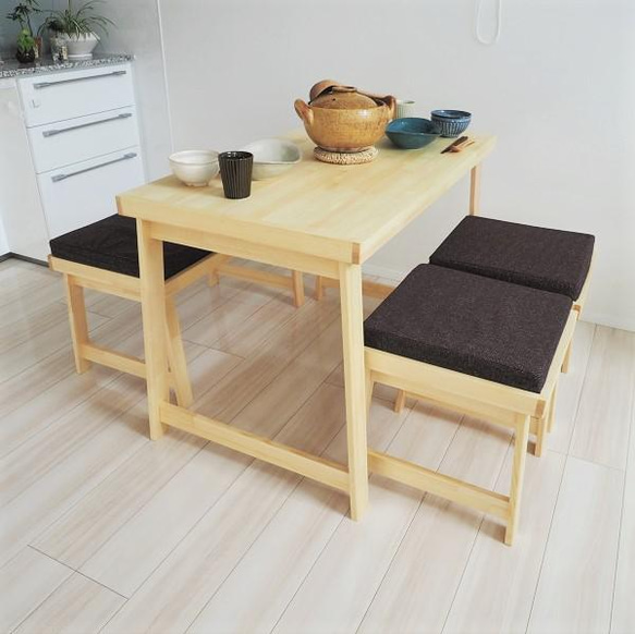クッション（オプション）二人掛け木製ベンチ（ダイニングテーブルベンチ/木製椅子） 7枚目の画像