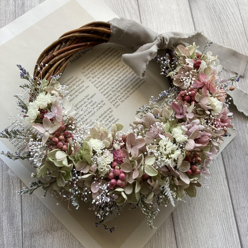 アンティークピンクのハーフリース リース buhimaru 通販 13710578