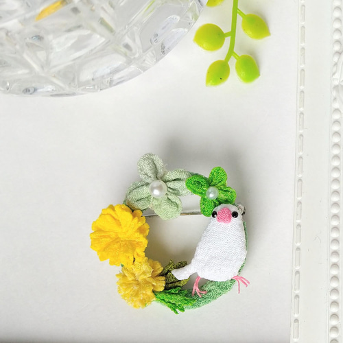 フラワーリース&文鳥さん フラワーリース&文鳥さん