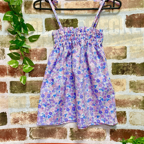 子供服 受注制作》花柄シャーリングワンピース【ハンドメイド