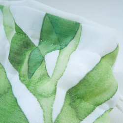 特注サイズ専用ページになります：ボタニカル・グリーン☆コットンライクな柔らかボイルレースのコロンとした巾着ポーチ 8枚目の画像
