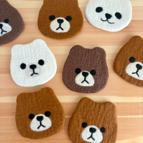 羊毛フェルトのどうぶつコースター[2枚]【受注生産】 その他キッチン