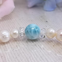高品質 ラリマー パール 真珠 艶やか 輝き 人魚 ブーケ風 フォーマル 天然石 ブレスレット ジュエリー G30 18枚目の画像