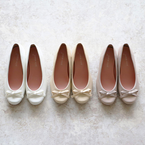 [柔軟鞋墊◎] 羅緞緞帶芭蕾舞鞋 [米白色] 第8張的照片