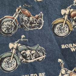 バイク好きすぎのワンハンドルバッグ　水筒入れサイズ　紺 3枚目の画像