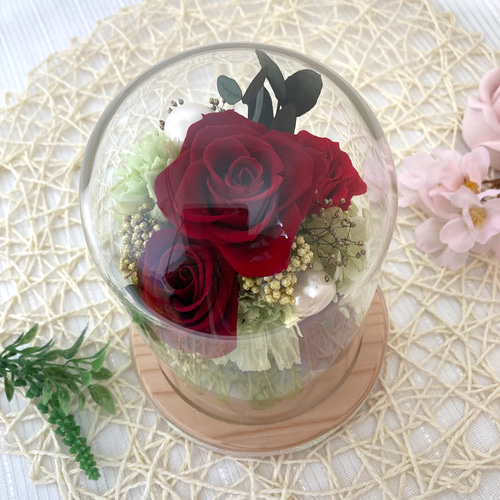 ダークレッド プリザーブドフラワー ドーム型 Amazon｜可愛い プリザーブドフラワー バラ レッドローズ 薔薇 花