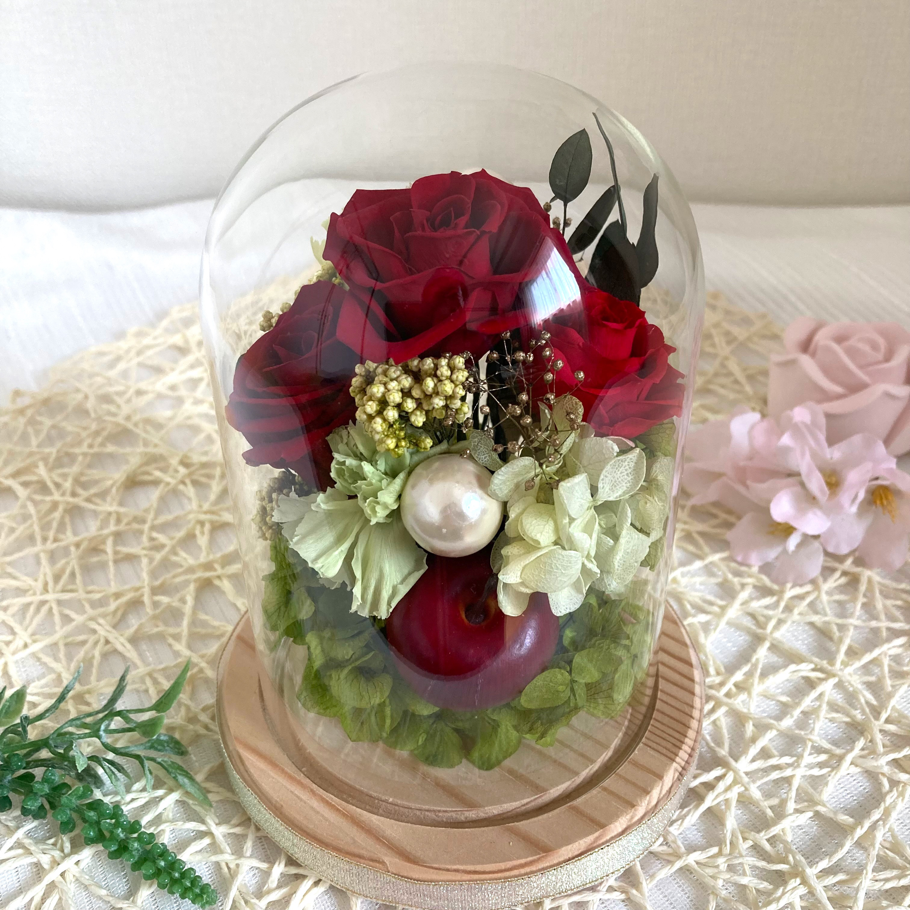 ダークレッド プリザーブドフラワー ドーム型 ダークレッド プリザーブドフラワー ドーム型