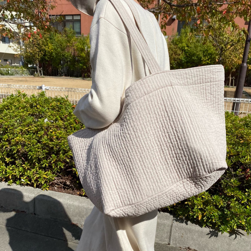 幅広type ヌビマザーズバッグ トートバッグ ハンドメイド ネイビー