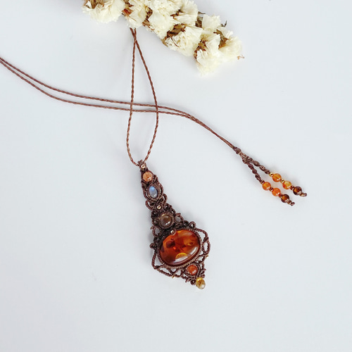 アンバー×2種類のシトリン×レインボームーンストーン×サンストーンの