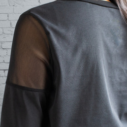 PSNY 透視肩上衣/黑色長袖 TP01 第2張的照片