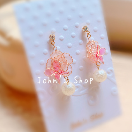選べる金具6種類♪蝶華ピアス(イヤリング)1ペア ピアス（スタッド・一 