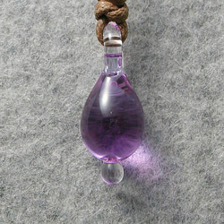 雫のしずく(紫) とんぼ玉 ガラス ネックレス No2101 2枚目の画像