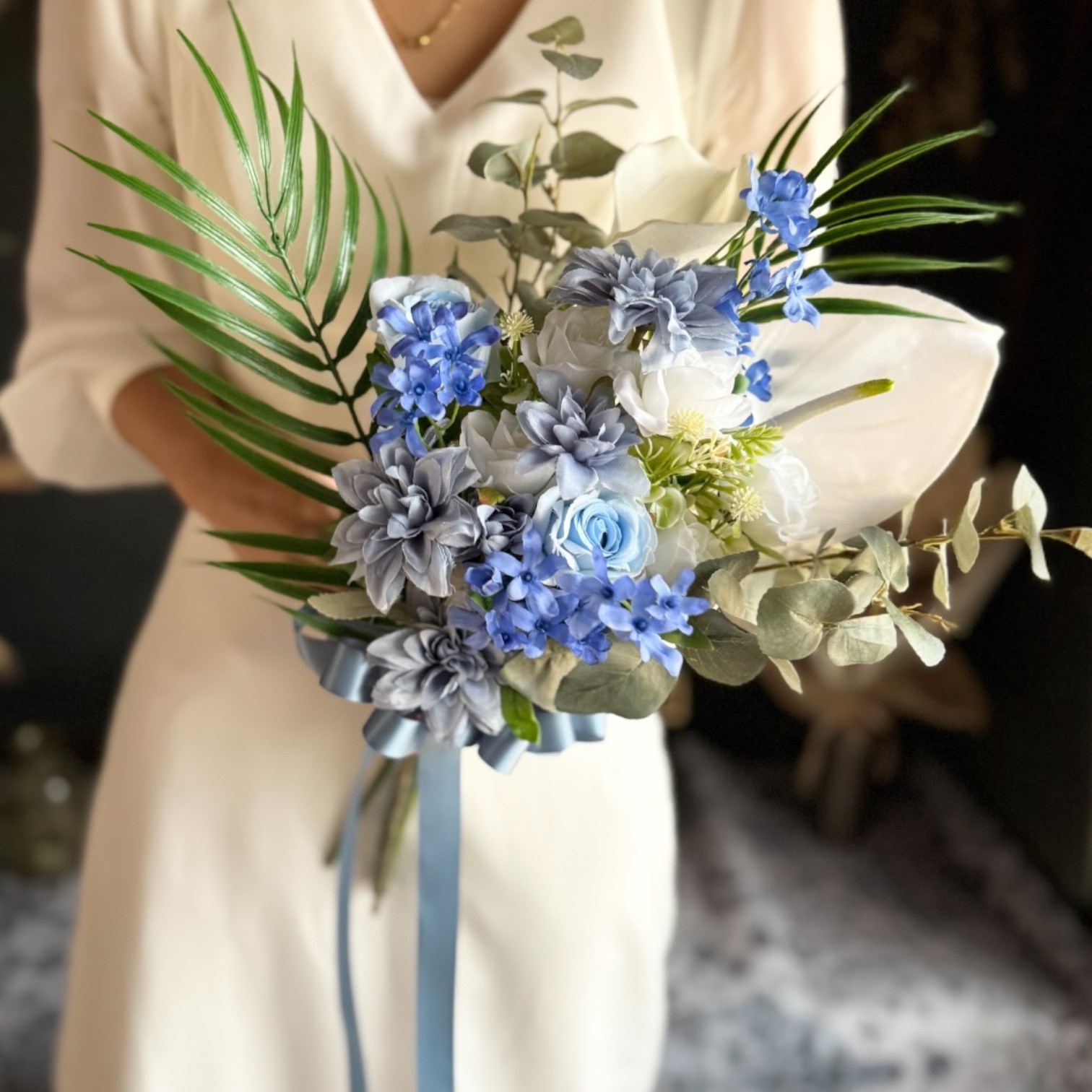 ブルートロピカルなクラッチブーケ☆ブートニア