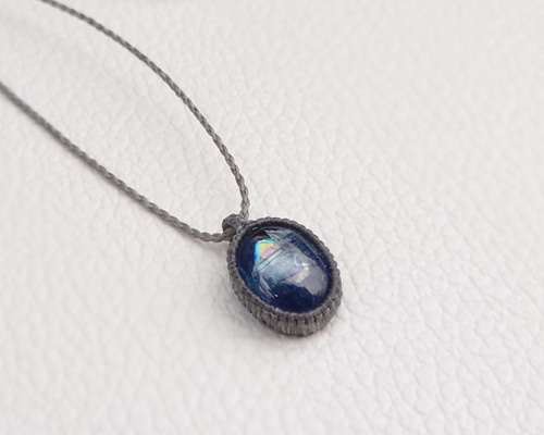 0.25mmマクラメ編み_カイヤナイトペンダント ネックレス・ペンダント