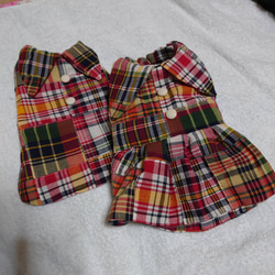 ☆着せやすい犬服☆ギンガムチェックのエプロンワンピース☆オーダー