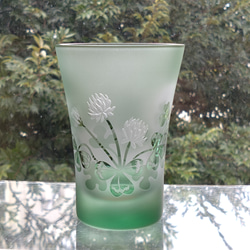 再販】「白詰草」タンブラーグラス クローバー 四つ葉 サンドブラスト