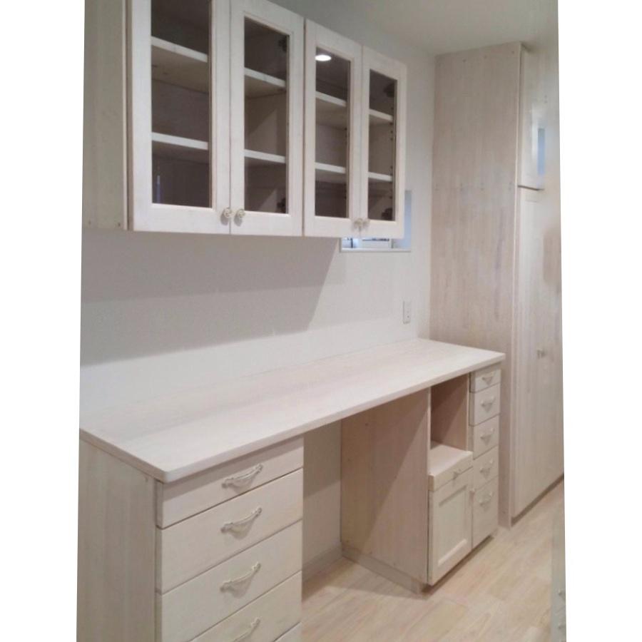 ♪ホワイト薄塗りのキッチンカウンター ナチュラル フレンチ カントリー T4763