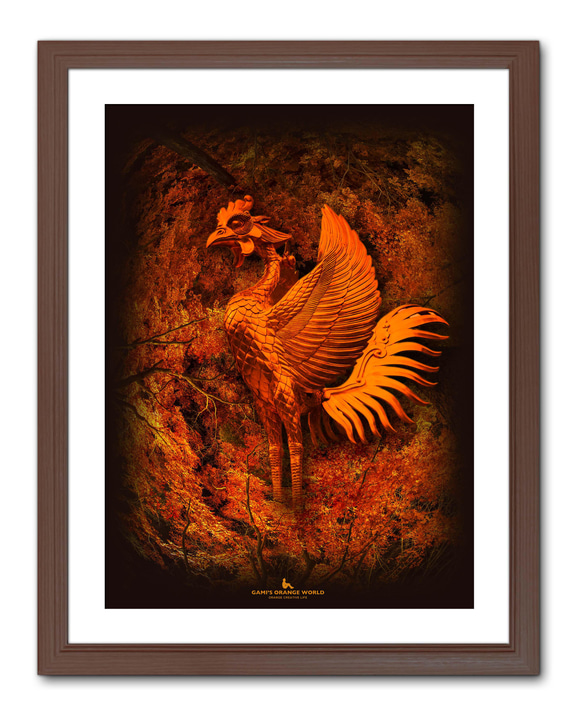 GOLD絵画３点 A3サイズ】ORANGE GOLD PHOENIX （橙金の鳳凰） 写真