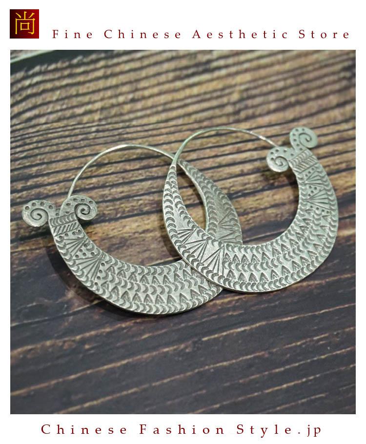 銀純度99％以上のピュアシルバージュエリーアート職人手作りのピアス＃117