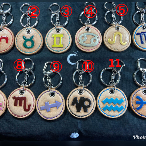 カービング】12星座シンボルマークのキーホルダー キーリング JINX