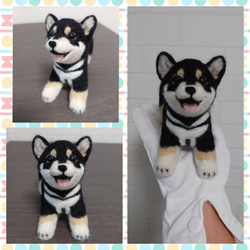 柴犬 羊毛 羊毛フェルト ハンドメイド 黒柴 キーホルダー 羊毛