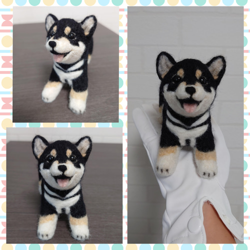 受注生産】 柴犬 羊毛 羊毛フェルト 黒柴 羊毛 羊毛フェルト