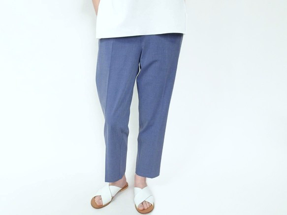 春夏款九分錐形褲（藍灰色） 第1張的照片