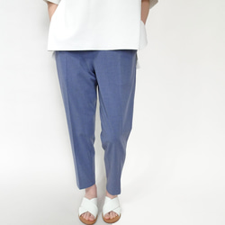 春夏款九分錐形褲（藍灰色） 第3張的照片