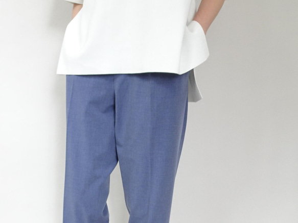 春夏款九分錐形褲（藍灰色） 第5張的照片