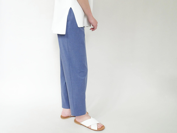 春夏款九分錐形褲（藍灰色） 第4張的照片