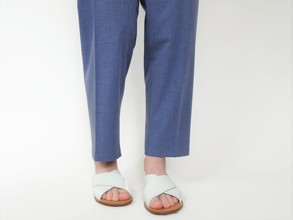 春夏款九分錐形褲（藍灰色） 第2張的照片