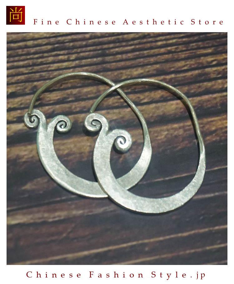 銀純度99％以上のピュアシルバージュエリーアート職人手作りのピアス＃150