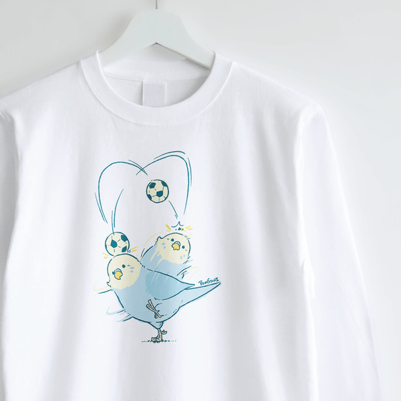 長袖Tシャツ（Lifting Budgerigar） 1枚目の画像