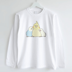 長袖Tシャツ（MOFU MOFU BIRD / セキセイインコとオカメインコと白文鳥） 2枚目の画像